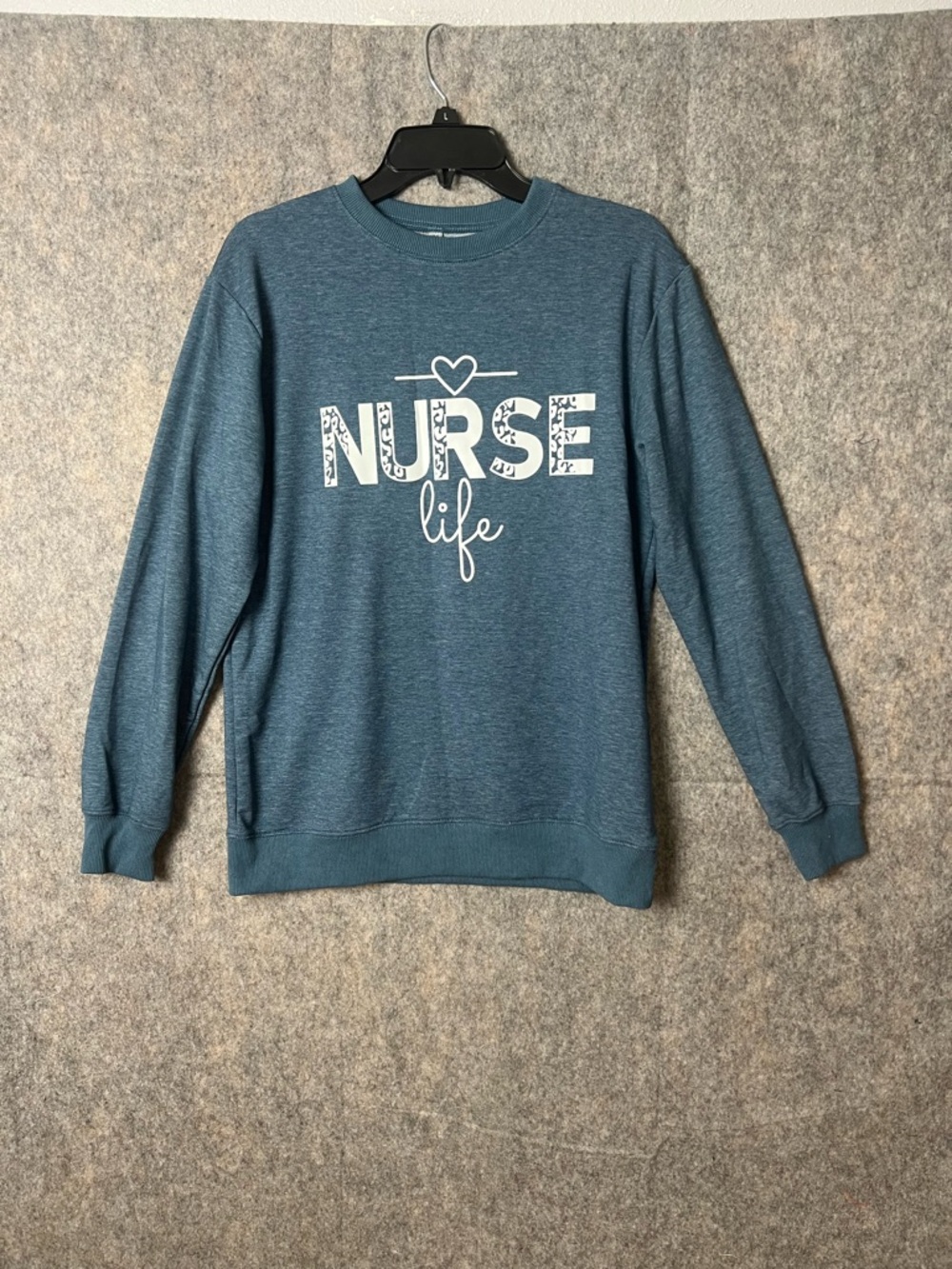 Nurse Life Woman Size Medium Blue Crewneck Sweatshirt